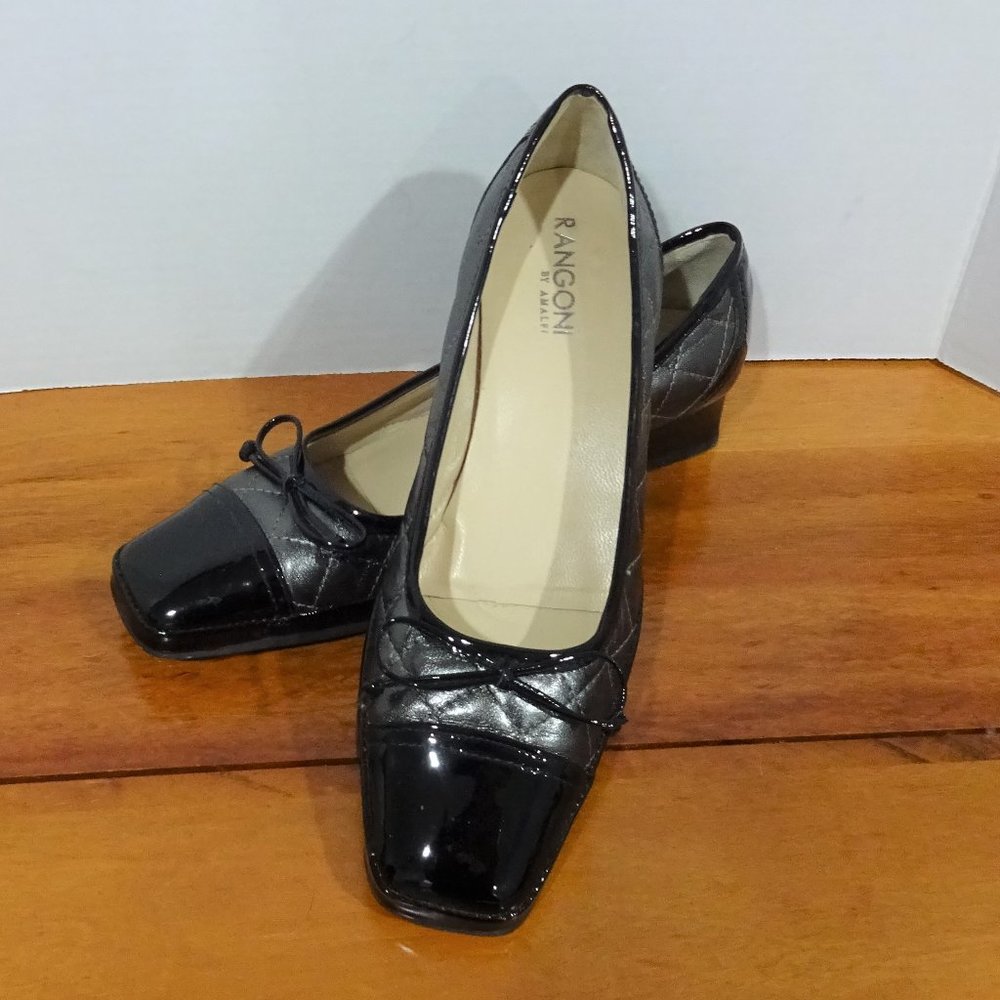 RANGONI GRAY METALLIC QUILTED LTHER LOW HEEL FLATS